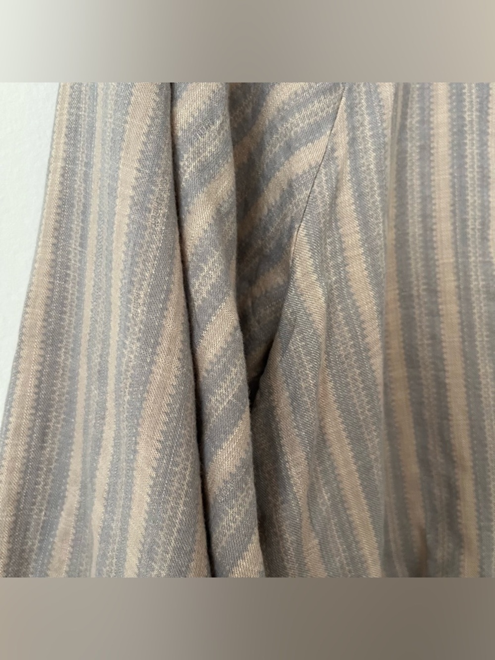 NWOT Hello Nite LA Cotton Blouse XS Blue Biege Striped Boho Oversized Breezy - Picture 4 of 5